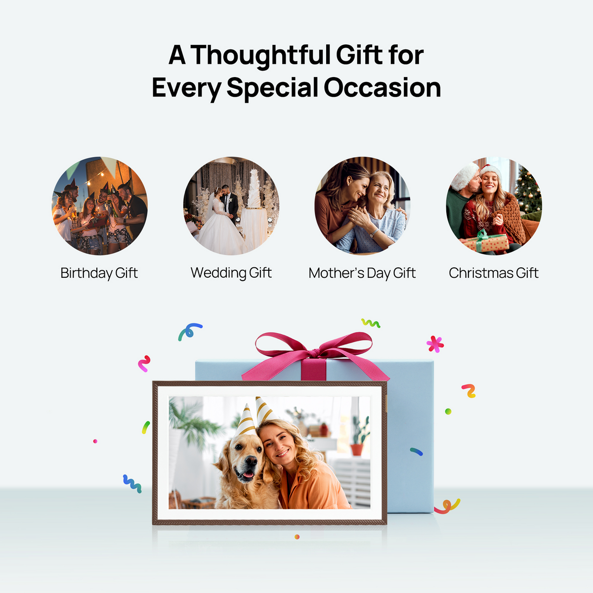 ARZOPA D15 15,6” WiFi Digitaal Fotolijstje | Elegant Bruin & Anti-Glans