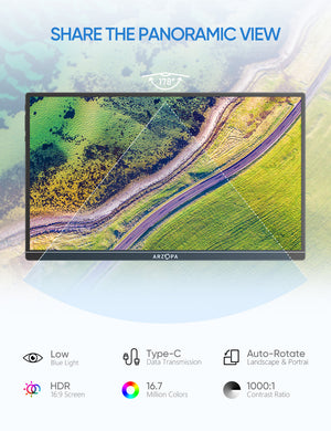Ultra Thin Portable Monitor Arzopa A1S |14” FHD 1080P Display |1.1lbs