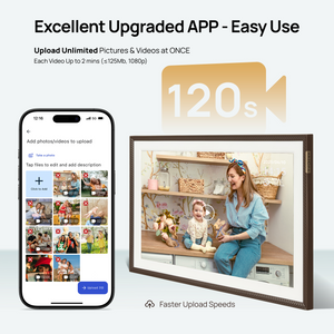 ARZOPA D15 15,6” WiFi Digitaal Fotolijstje | Elegant Bruin & Anti-Glans