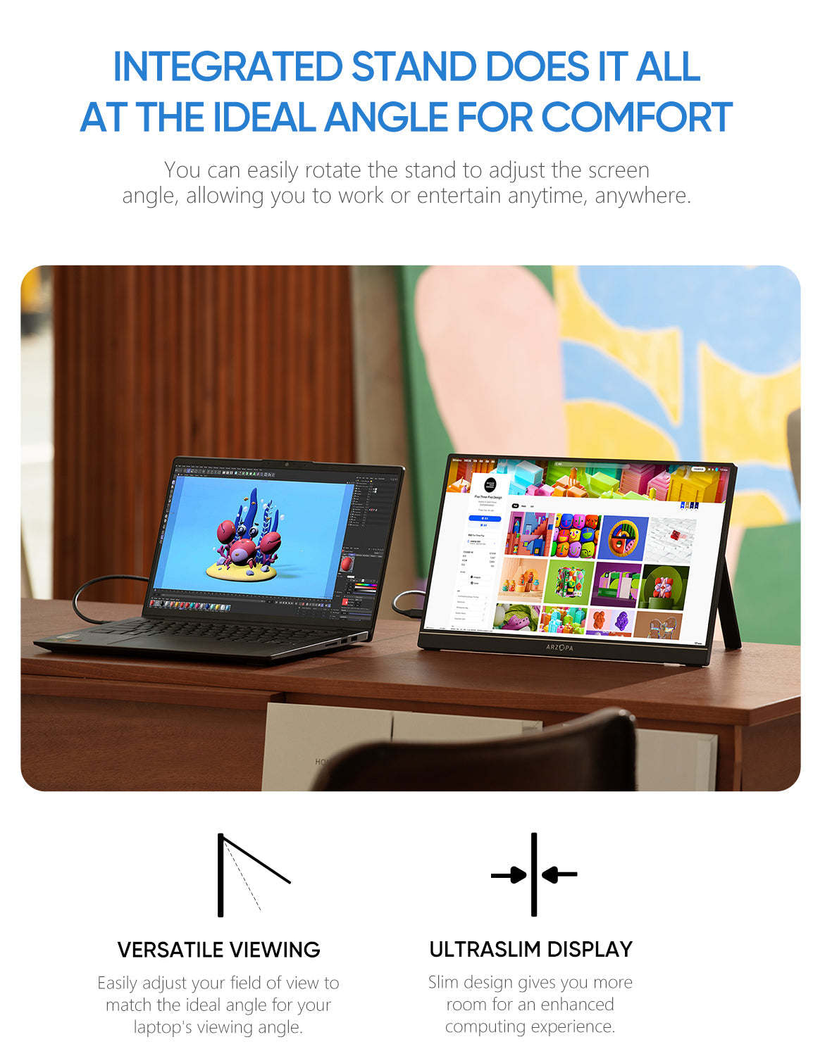 Travel Monitor Arzopa A1 | 15.6” FHD 1080P Portable Monitor for