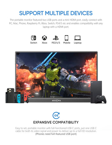Arzopa Z1FC 144Hz Portable Gaming Monitor | 16.1" Screen