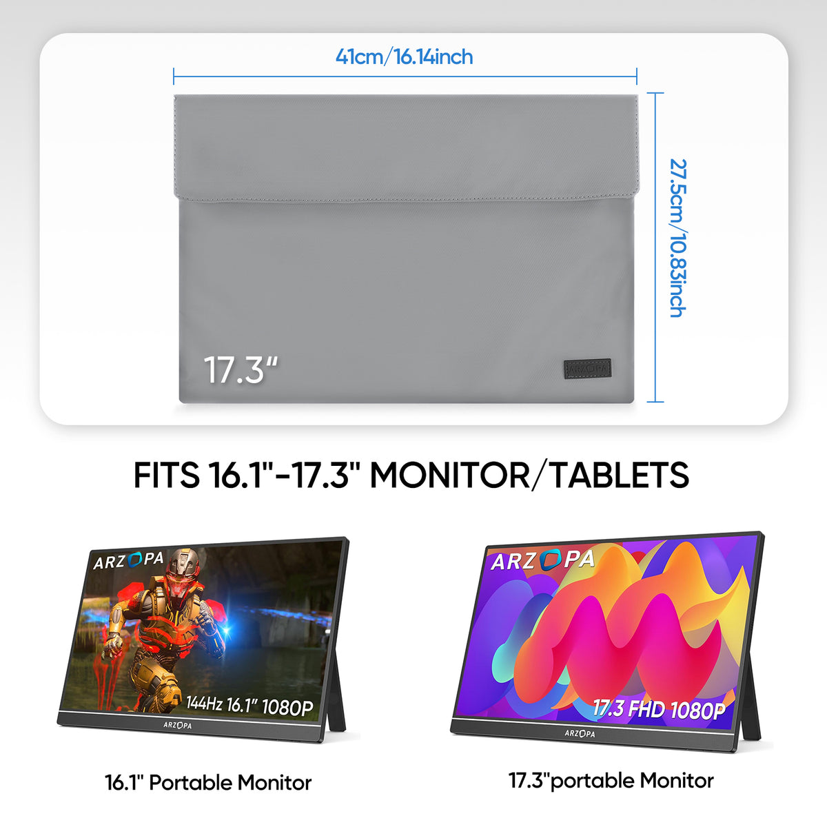 Arzopa 17,3" Draagbare Monitor Sleeve Tas