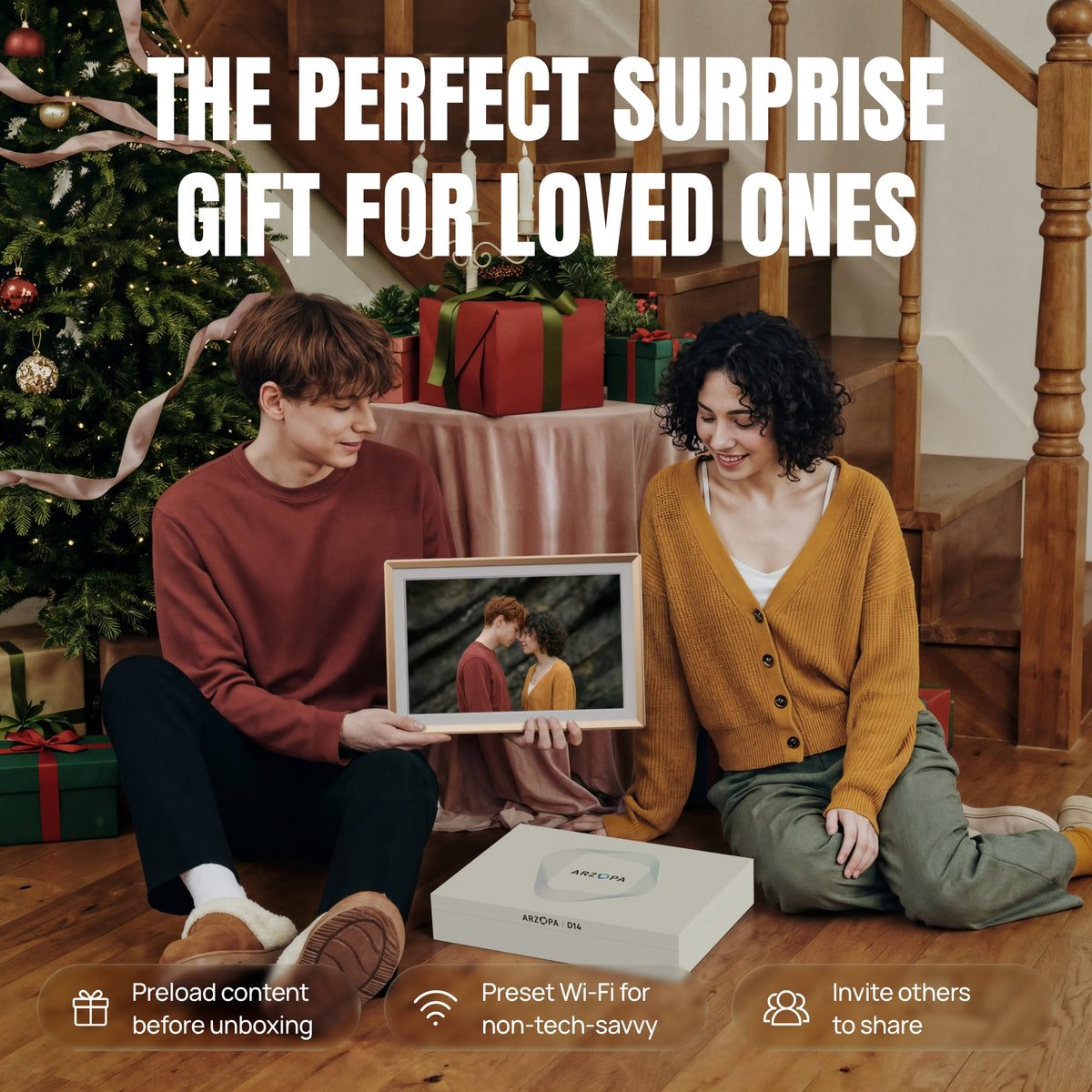 Arzopa D14 Champagne Gold | 14" Digital Photo Frame