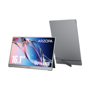 Arzopa Z1C 16.1" FHD 100%sRGB Portable Monitor Kickstand Gray