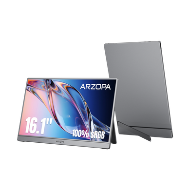 Arzopa Z1C 16.1" FHD 100%sRGB Φορητή Οθόνη με Βάση Στήριξης Γκρι
