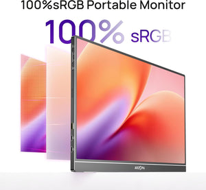 ARZOPA Z1C 16.1 inch portable monitor in black with 100% sRGB color gamut display.