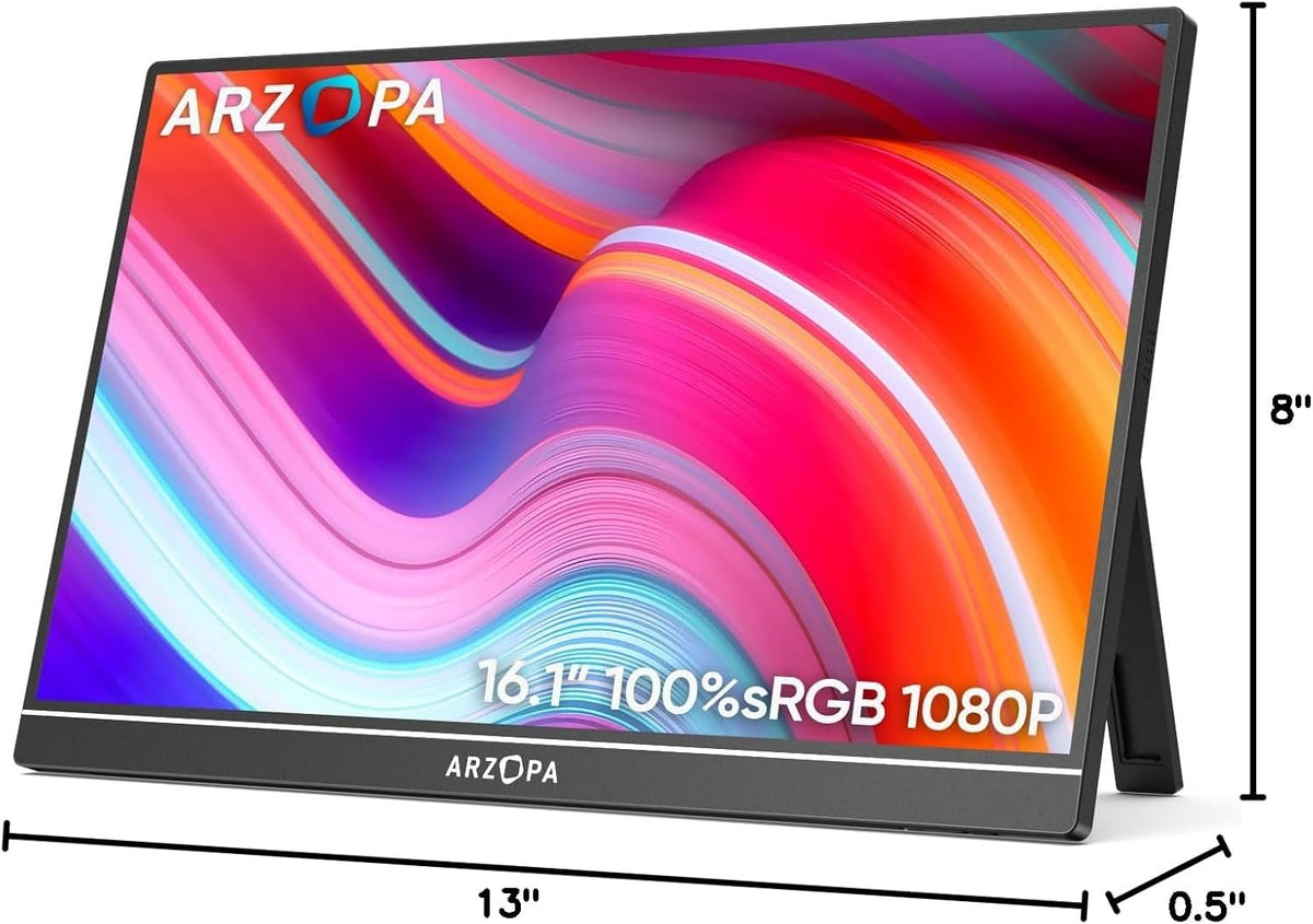 Arzopa Z1C 16,1" FHD 100%sRGB Draagbare Monitor Met Standaard Zwart